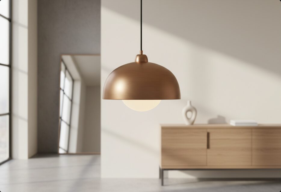 Bronze pendant light in a bright interior